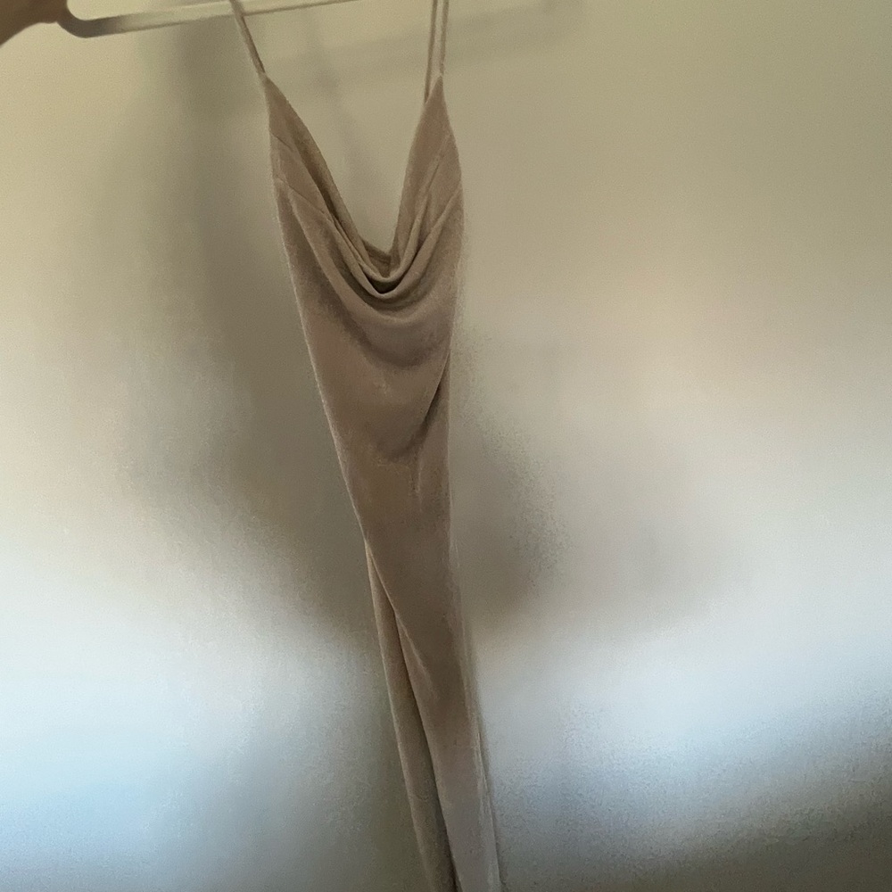 Nookie Taupe Cowl Neck Midi Dress